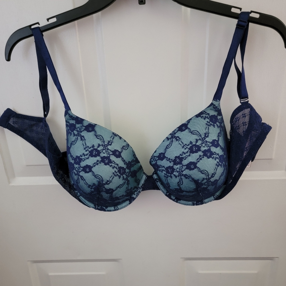 Navy blue over turquoise VS bra